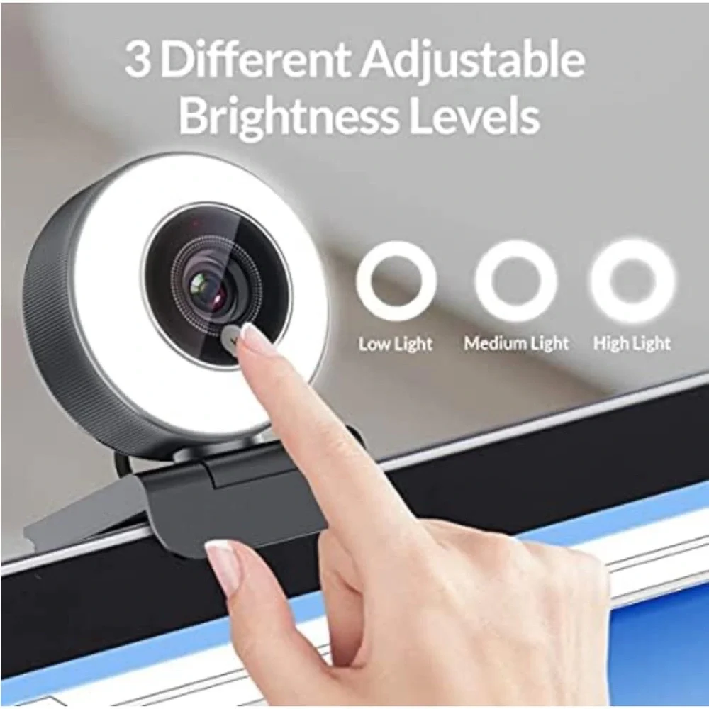 Angetube Streaming 1080P HD Webcam Built in Adjustable Ring Light‎ and Mic.